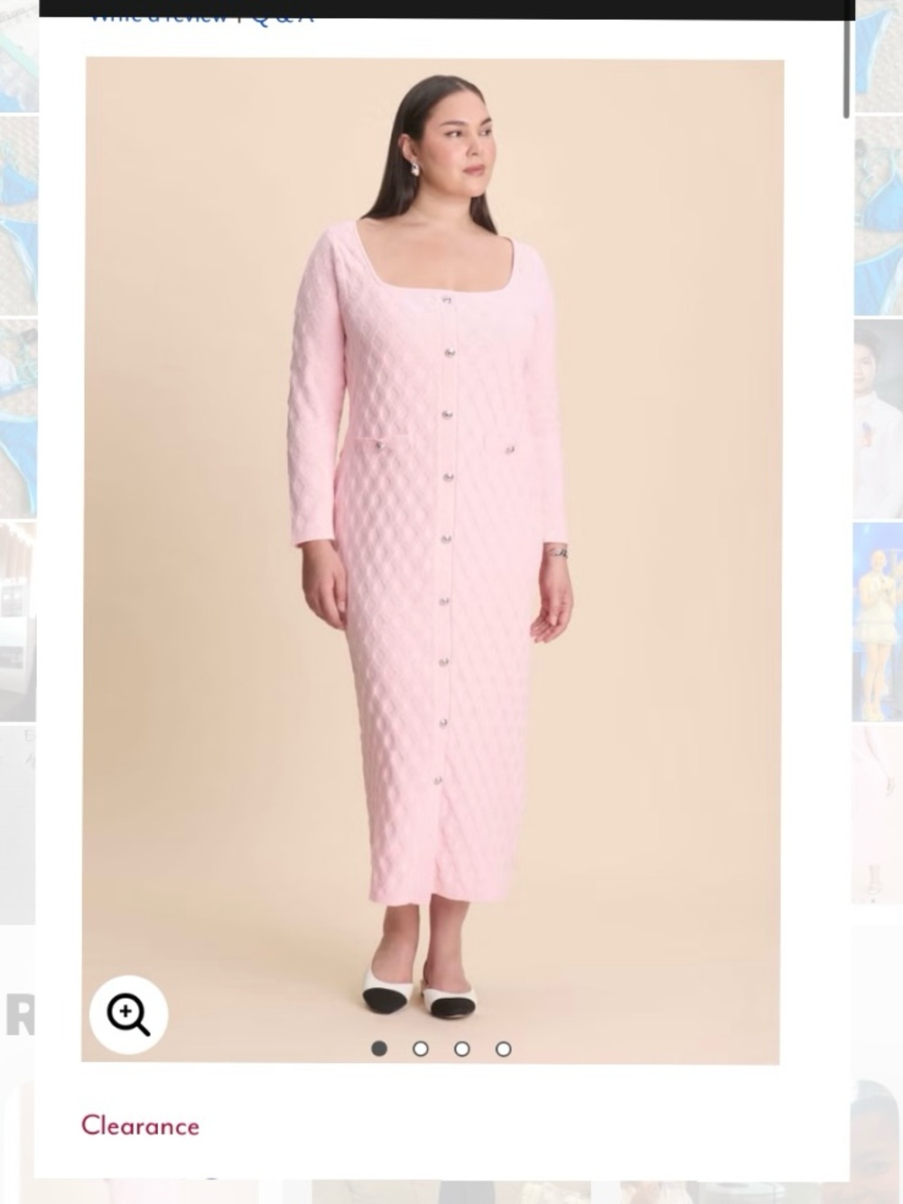 New Eloquii Women 14/16 Pink textured knit maxi sweater dress ,square neckline
